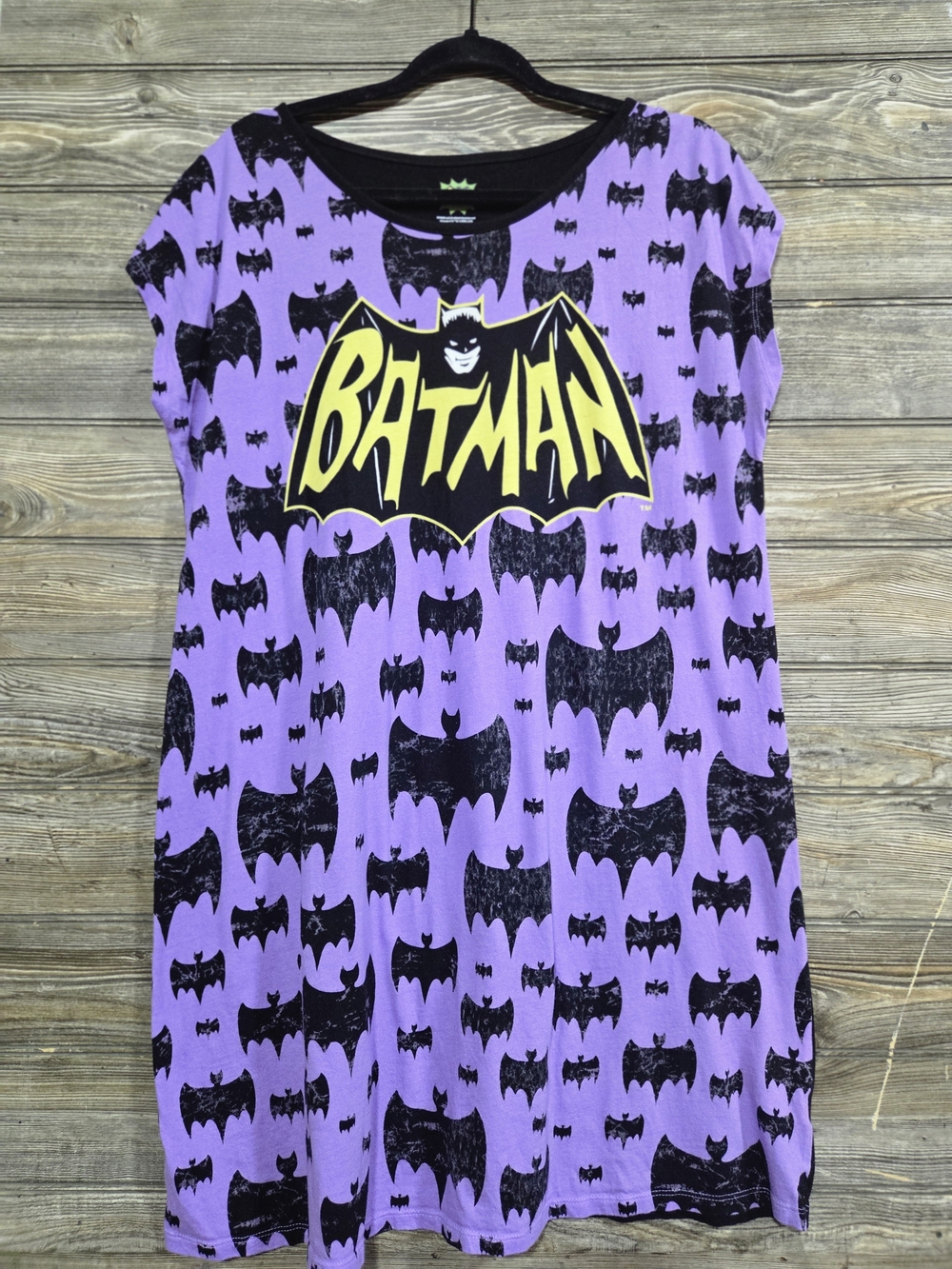 Batman Classic TV Series Women's L XL Purple Bat Print Nightgown